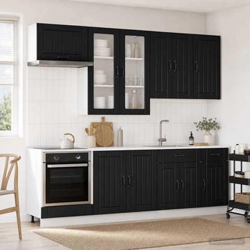 vidaXL Keukenblok LUCCA 8 st Zwart Bewerkt hout, Verzenden, Nieuw, Zwart