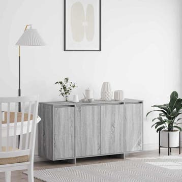 vidaXL Dressoir Grijs Sonoma 135 x 41 x 75 cm Bewerkt hout, Huis en Inrichting, Kasten | Dressoirs, Verzenden, Nieuw, Overige houtsoorten