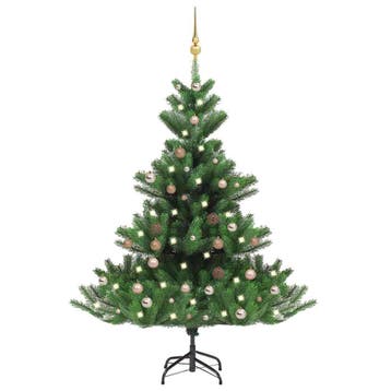vidaXL Kunstkerstboom Nordmann met LEDs en kerstballen 150, Diversen, Kerst, Verzenden, Nieuw