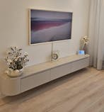 Japandi Tv meubel walnoot wandmeubel zwevend tv meubel hout, Huis en Inrichting, Japandi, Nieuw, Ophalen of Verzenden, 200 cm of meer