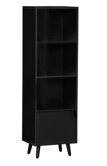 Boekenkast Zwart – 3 Planken en Kastdeur, Modern Houtlook, Verzenden, Nieuw