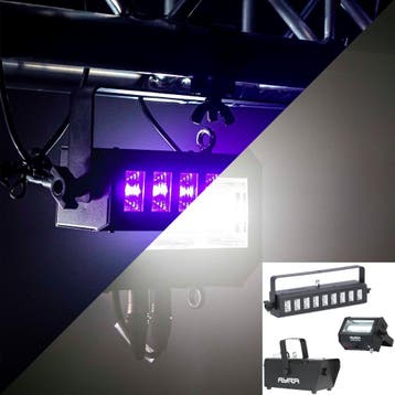 Ayra Blacklight lichtset met stroboscoop en rookmachine, Verzenden, Nieuw