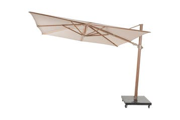 4-Seasons zweefparasol Siesta 300 x 300 cm - Woodlook/Sand, Verzenden, Nieuw, Zweefparasol, Kantelbaar