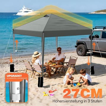 Partytent - Paviljoen - 3x3 m - Easy Up - Grijs - Huracan, Verzenden, Zo goed als nieuw