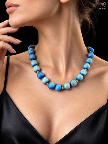 Blauwe Druzy-agaat Ketting - 925 Sterlingzilver -