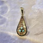 Vintage gouden hanger met turquoise. (Hanger of bedel), Ophalen of Verzenden, Gebruikt, Goud, Overige merken