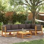 vidaXL 6-delige tuinbankset met kussens acaciahout & touw, Verzenden, Nieuw, Hardhout