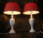 Grote chique lampen met rode kap - Tafellamp (2) - Textiel