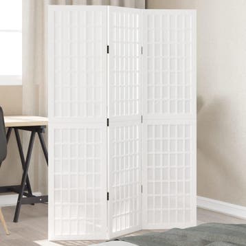 vidaXL Kamerscherm met 3 panelen massief paulowniahout wit, Verzenden, Nieuw