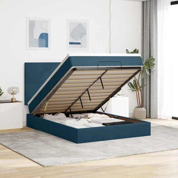 vidaXL Ottoman bed met matrassen 140x190cm fluweel, Stof, Verzenden, Blauw, Nieuw