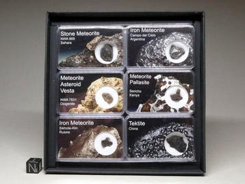Meteorietencollectie - 5 meteorieten + 1 tektiet - starter -, Verzamelen, Mineralen en Fossielen