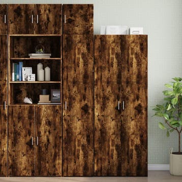 vidaXL Opbergkast smal 40x42,5x225 cm bewerkt hout gerookt, Verzenden, Nieuw, Minder dan 25 cm, Minder dan 100 cm