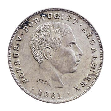 Portugal. D. Pedro V (1853-1861). 100 Reis 1861 - Free, Postzegels en Munten, Munten | Europa | Niet-Euromunten