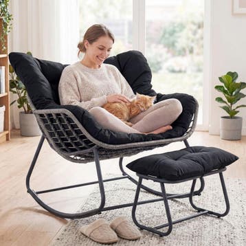 2dekans | Coast schommelstoel met voetenbank - ergonomisch, Ophalen of Verzenden, Zo goed als nieuw, Zwart
