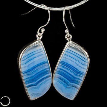 Zeer zeldzame blauwe laceagaat Oorbellen 76,55 ct 925