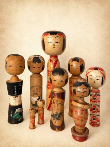 9 – Japanese Vintage Kokeshi Dolls – Traditional