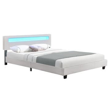 Gestoffeerd Bed Paris - 180 x 200 cm - Wit - LED Verlichting, Huis en Inrichting, Verzenden, Nieuw