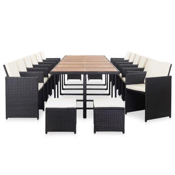 vidaXL 17-delige Tuinset met kussens poly rattan zwart, Verzenden, Nieuw, 6 zitplaatsen, Tuinset