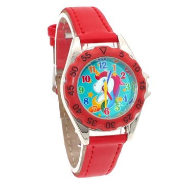 Fako - Kinderhorloge - Eenhoorn - Unicorn - Regenboog - Rood, Sieraden, Tassen en Uiterlijk, Horloges | Kinderen, Verzenden, Nieuw