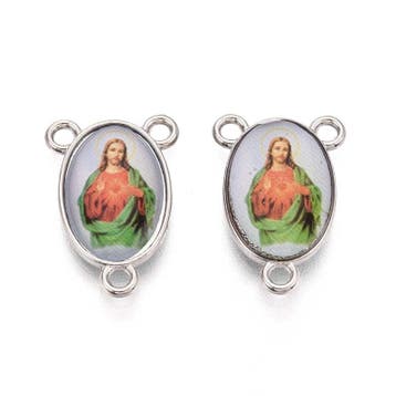 5 x Metalen religieuze verdeler ovaal met Jezus 23 x 15 x..., Ophalen of Verzenden, Nieuw, Tussenstuk of Tussenkraal