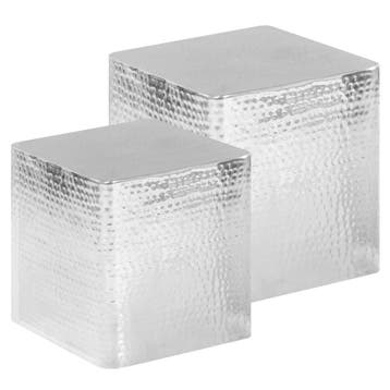 vidaXL Salontafel 2 st aluminium zilver, Huis en Inrichting, Verzenden, Nieuw, Metaal, Minder dan 50 cm