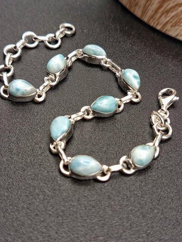 Uniek stuk armband van 925 zilver met larimar -