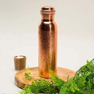 Puur Koperen Waterfles Bloempatroon ± 1 liter, Ophalen of Verzenden, Nieuw