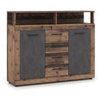 Dressoir 120 cm Breed oud eiken antraciet oud eiken antra..., 100 tot 150 cm, Verzenden, Nieuw, 25 tot 50 cm