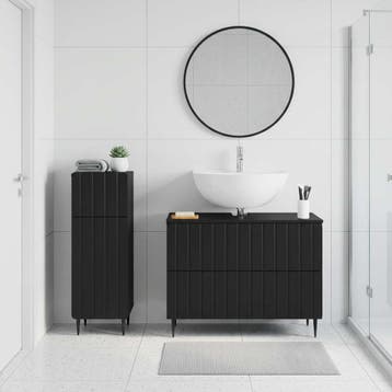 vidaXL 2-delige Badkamerkast Set ZWOLLE Zwart Bewerkt hout, Verzenden, Nieuw
