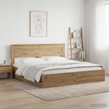 vidaXL Bed Frame with Storage and Headboard Artisan Oak 180, Bruin, Verzenden, Hout, Nieuw