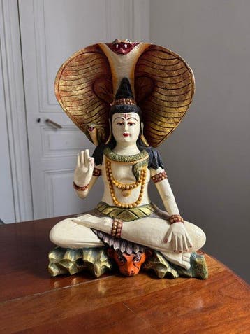 Beeldje, Grande statuette décorative de Shiva - 44 cm - Hout