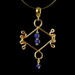 Oud-Romeins Pendant, met Romeinse blauwe glazen kralen en