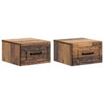 vidaXL Wandbeugel Bedkast met lade 2 pcs Oud hout 34,5 x 33, Minder dan 45 cm, Verzenden, Nieuw, Minder dan 55 cm