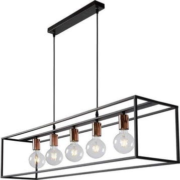 Lucide ARTHUR - Hanglamp - 5xE27 - Zwart, Verzenden, Zo goed als nieuw, Metaal, Retro & Vintage
