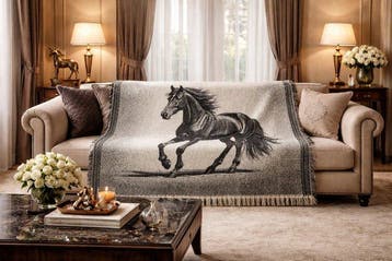 Plaid-arazzo equestre Exclusief met paard in galop - 180x140