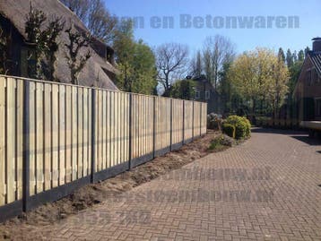 Hout beton schutting | 21 planks tuinscherm | incl plaatsen, Nieuw, Hout, 1 tot 2 meter