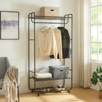 Kledingkast Vestvågøy open kast op wielen 176x90x40 cm zwart, Verzenden, Nieuw