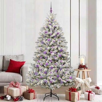 vidaXL Kunstkerstboom 210 cm 300 LEDs Warmwit PVC en staal, Verzenden, Nieuw