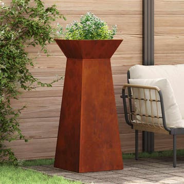 vidaXL Pilaar Plantenbak Roestkleurig 40 x 40 x 100 cm, Verzenden, Minder dan 60 cm, Nieuw, Metaal