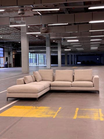 Minotti Andersen Hoekbank | Beige | Nieuwstaat + Garantie, 300 cm of meer, Ophalen of Verzenden, Zo goed als nieuw, 150 cm of meer
