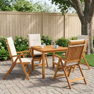 vidaXL 5-delige tuin eetset Naturel Massief Acaciahout, Verzenden, Nieuw
