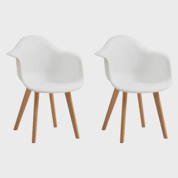 Set van 2 Retro Moderne Eetkamerstoelen met Armleuningen - K, Verzenden, Nieuw