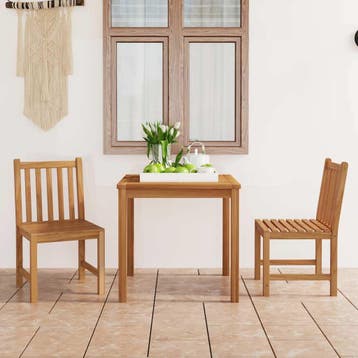 vidaXL 3-delige tuinset 80x80 cm massief teakhout, Verzenden, Nieuw, Hout, Tuinset