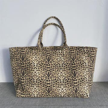 Unisex Canvas Shopper met Luipaardprint en Borduring - Stijl, Verzenden, Nieuw