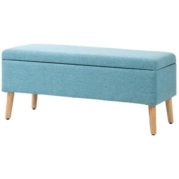 TRUUSK Gestoffeerde Opbergbank - Linnenlook Blauw - Rubberho, Verzenden, Nieuw