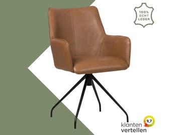 Leren eetkamerstoel Wave, Huis en Inrichting, Stoelen, Bohemian, Eigentijds, Industrieel, Modern, Scandinavisch, Nieuw, Leer, Ophalen of Verzenden