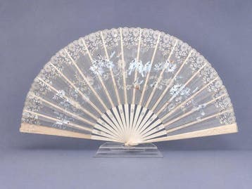 Handwaaier - Groot - Zijde, Been - Edwardiaans, circa