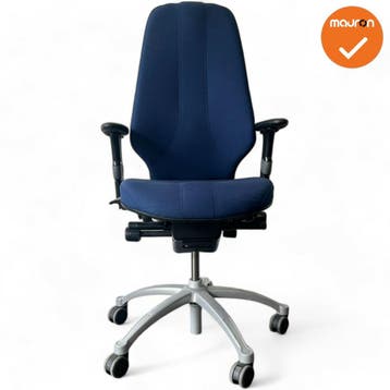 RH Logic 400 - Blauwe stoffering  - Zilvergrijs voetkruis, Werkplek, Ophalen of Verzenden, Gebruikt, Stoel