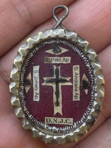 Reliekhouder - Brons, Glas, Textiel - 1850-1900 - Heilige, Antiek en Kunst