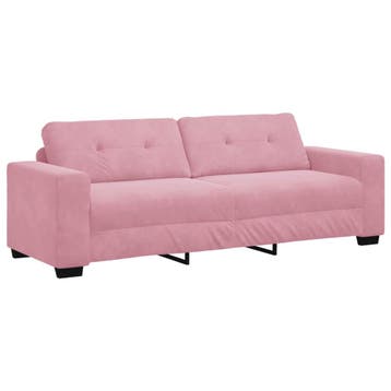 vidaXL 3-Zits Bank Roze 220 cm Fluweel, Huis en Inrichting, Verzenden, Stof, 200 tot 250 cm, Driepersoons